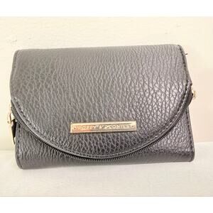 Poppy & Peonies Margaux Wallet Black Pebbled Faux Leather Zip Coin
